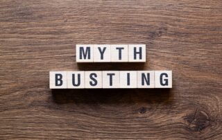 Wooden blocks that spell out myth busting